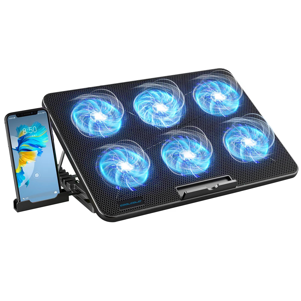 Coolcold Laptop Cooling Pad With Six Quiet Fans Adjustable Height