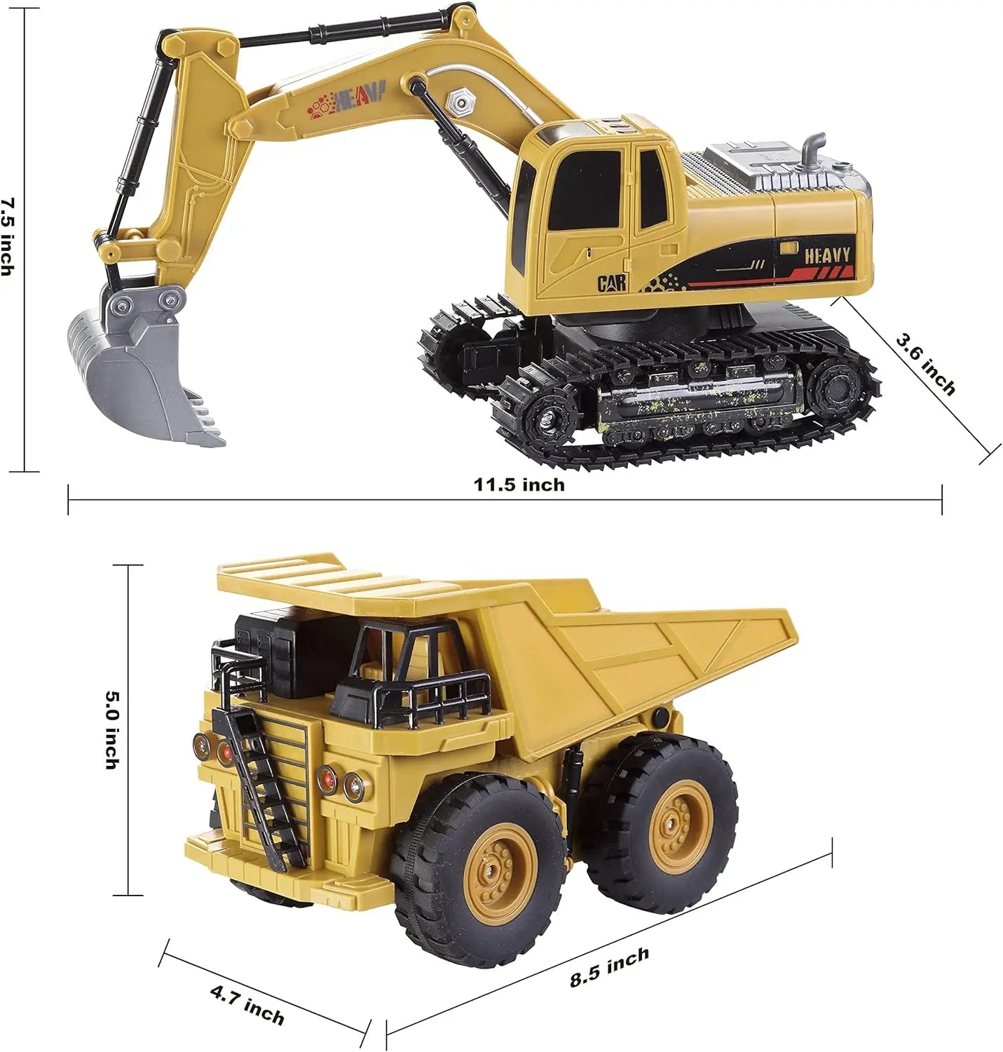 Joyfy 2 Pack RC Excavator And Truck Toy Set