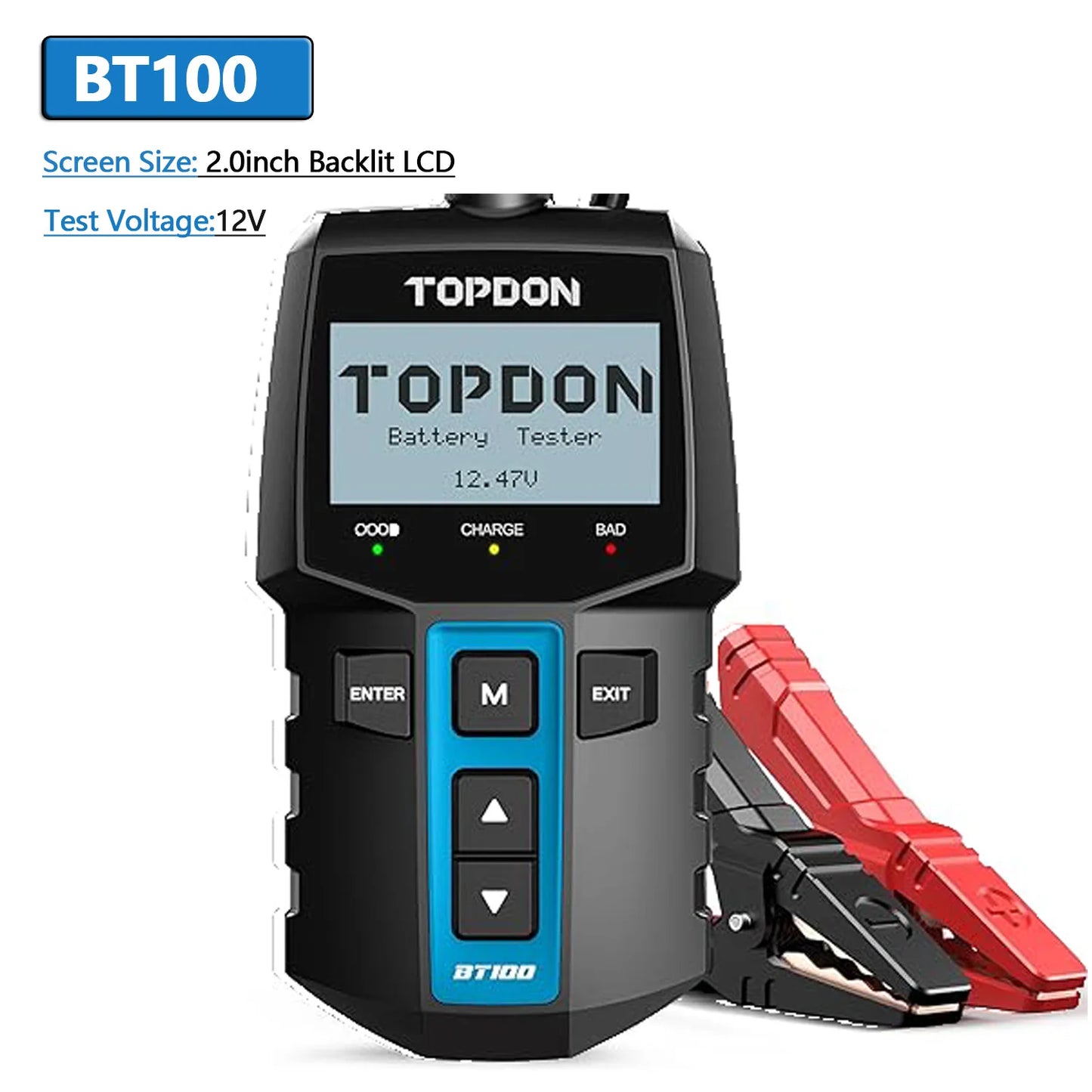 TOPDON BT200 BT100 Battery Tester Cranking and Charging 12V 24V
