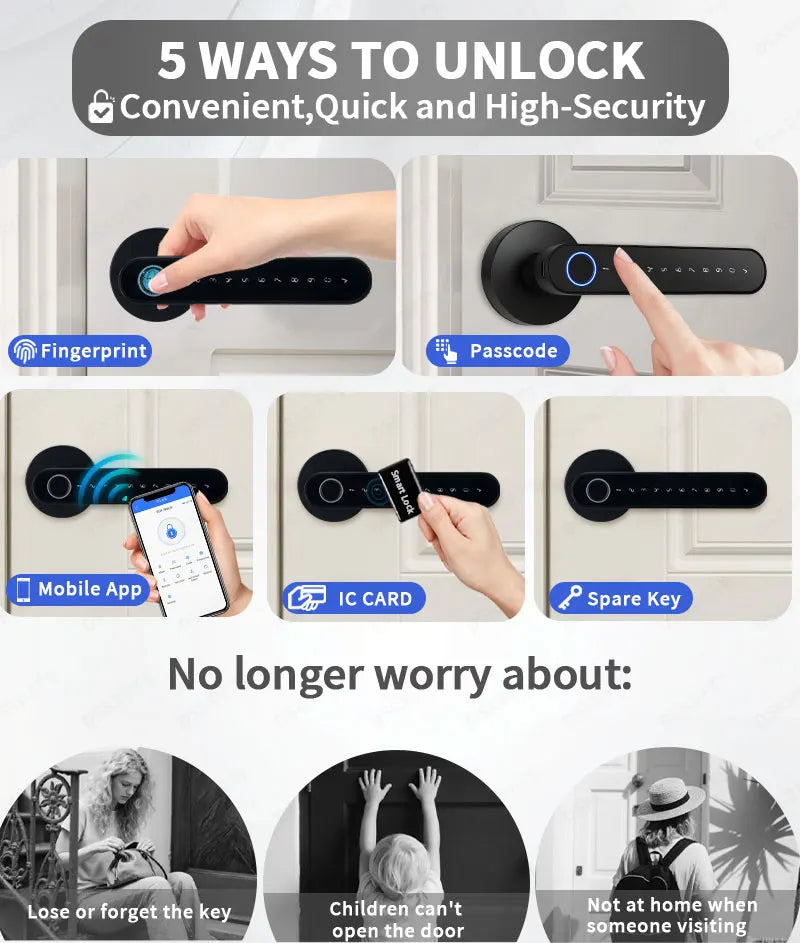 DSKDFTY Bluetooth Smart Fingerprint Door Lock With Keypad