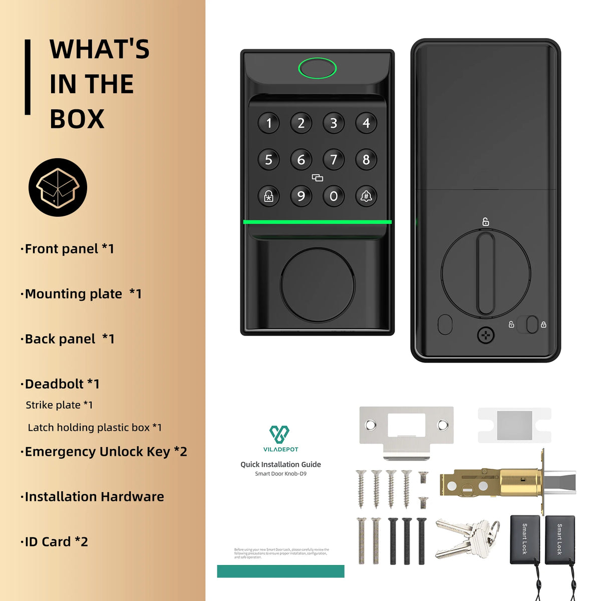 Viladepot Smart Fingerprint Door Lock With App Control And Keypad