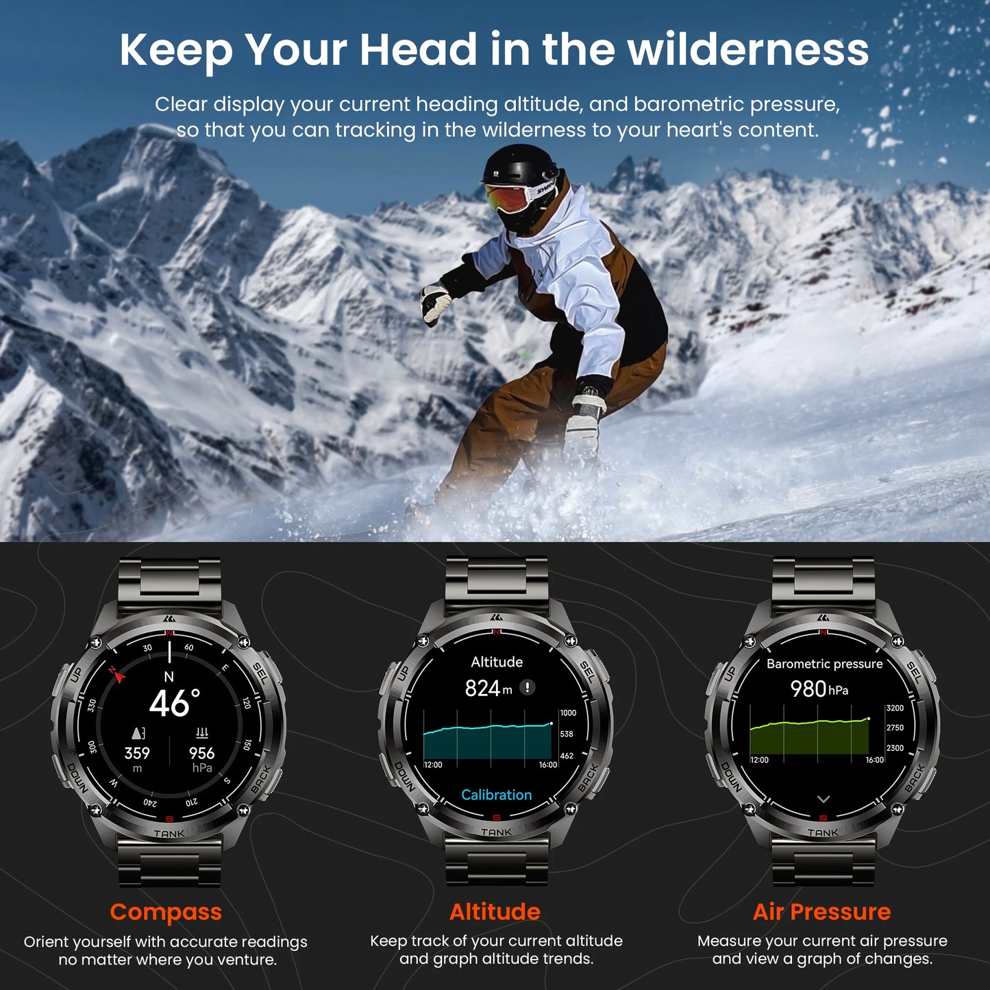 KOSPET Tank T3 Ultra 2 GPS Smartwatch With Compass Barometer