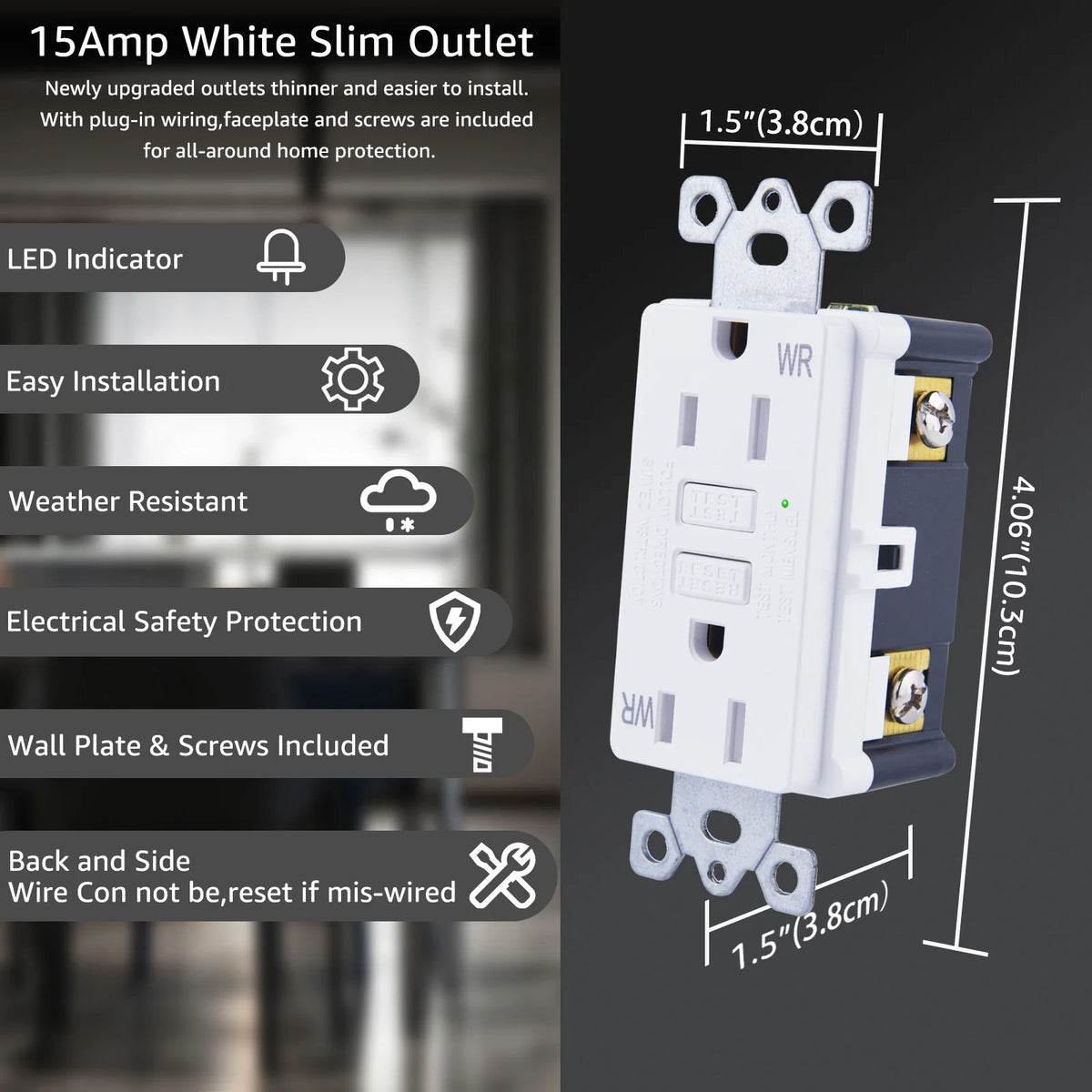 15 Or 20 Amp GfcI Receptacle With Led Indicator Plate