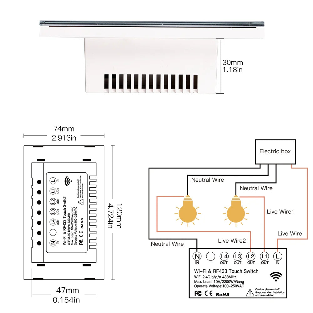 MOES Smart Glass Panel Switch Tuya Smart Life App Control