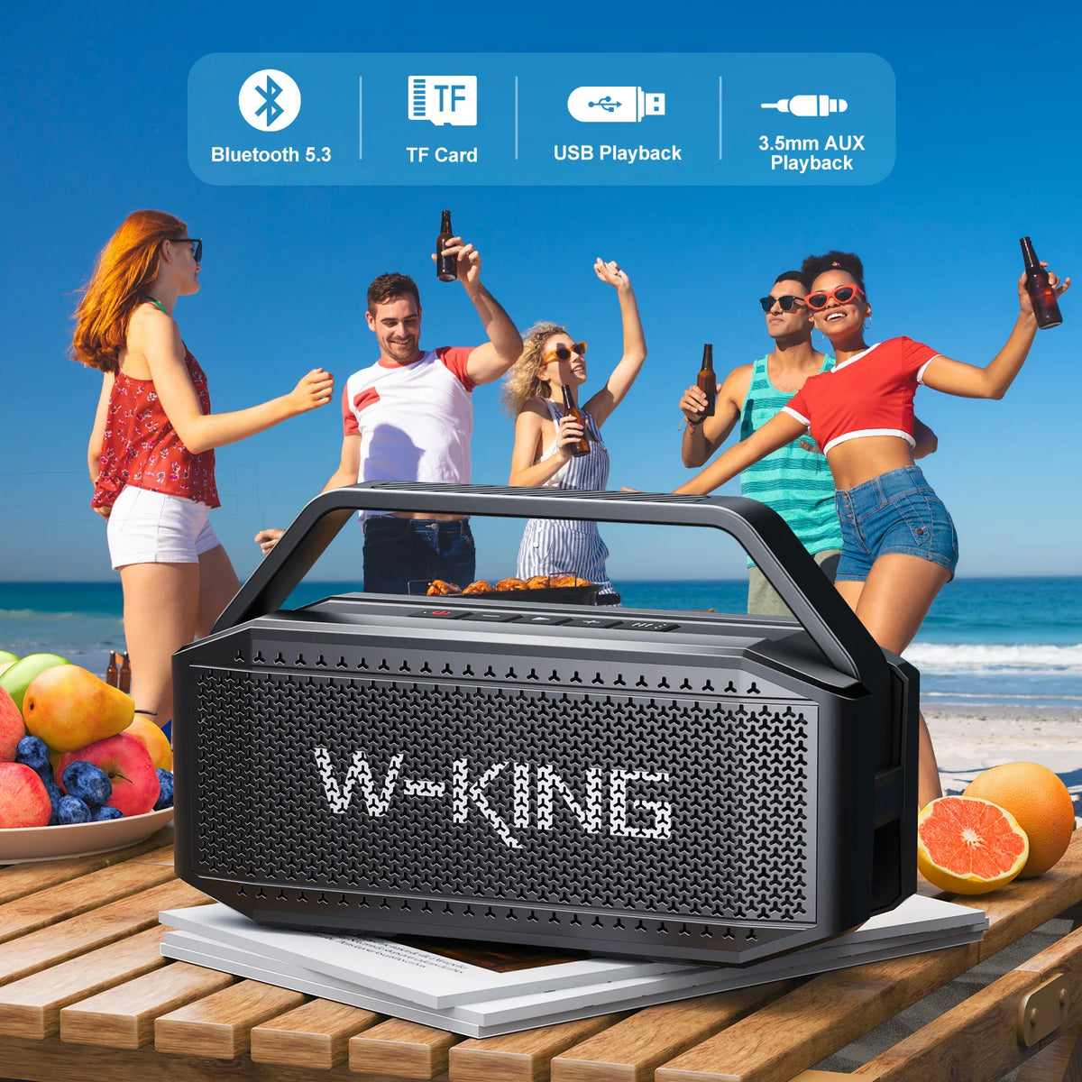 W-King D9-1 100W Peak Portable Bluetooth Speaker With Subwoofer Waterproof