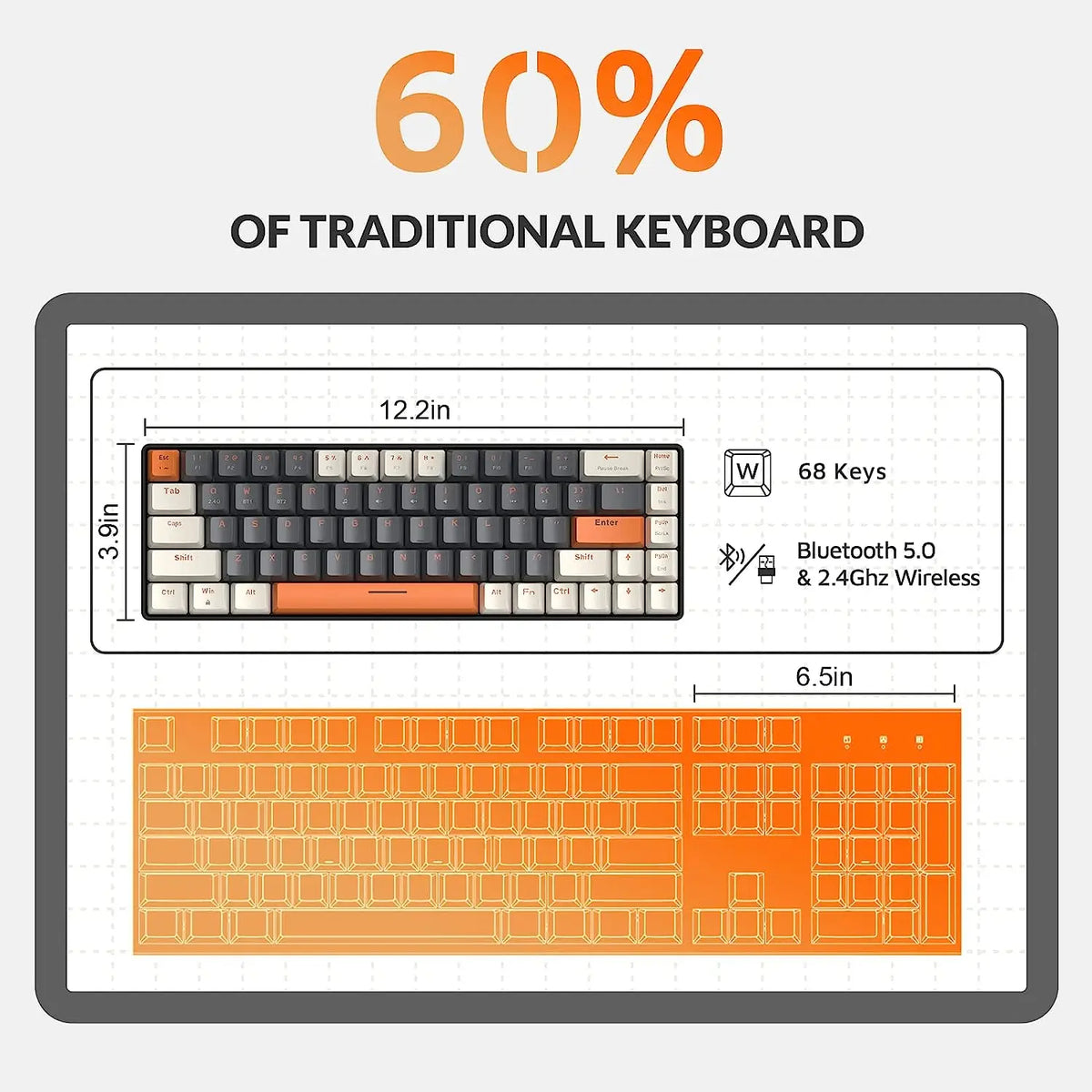 Attack Shark 68 Key Dual Mode Mechanical Keyboard Hot Swappable