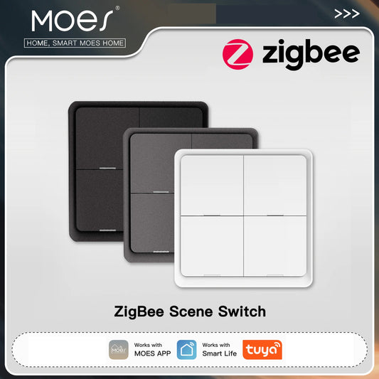MOES ZigBee 12 Scene Switch 4 Gang Push Button Controller