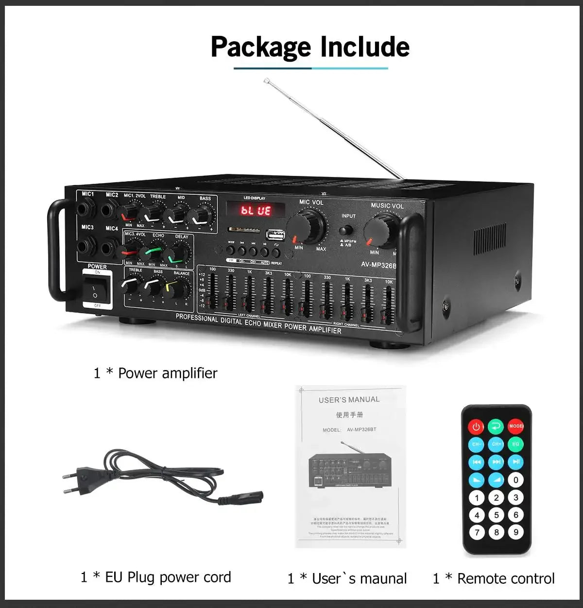 Hcalory 200W Bluetooth 5.0 Dual Channel HiFi Audio Amplifier