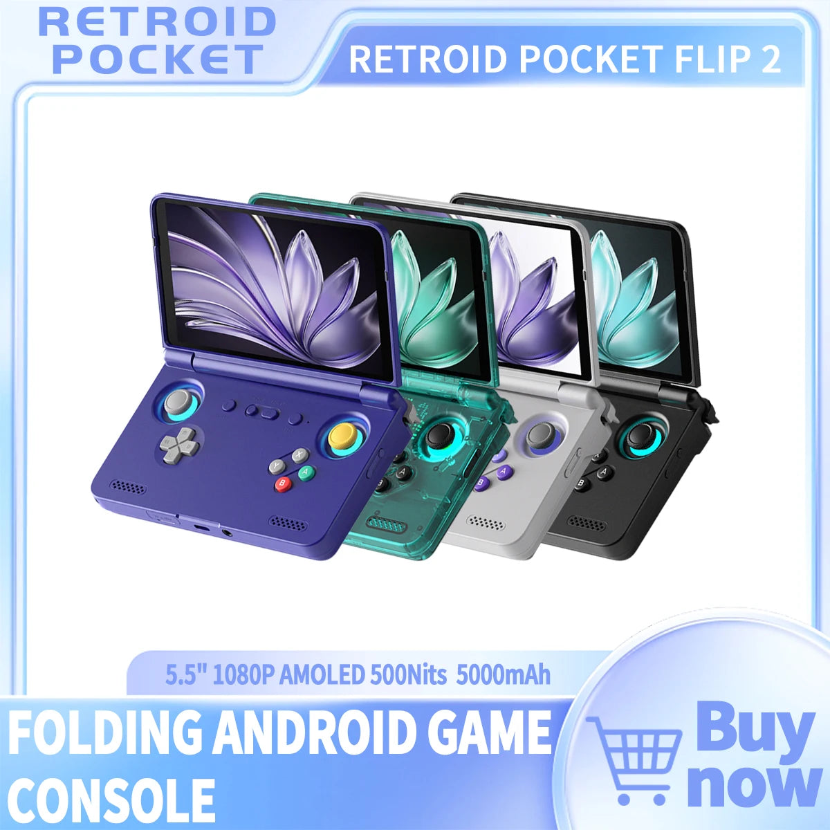 Retroid Pocket Flip2 Handheld Console Android 13 AMOLED PSP PS2