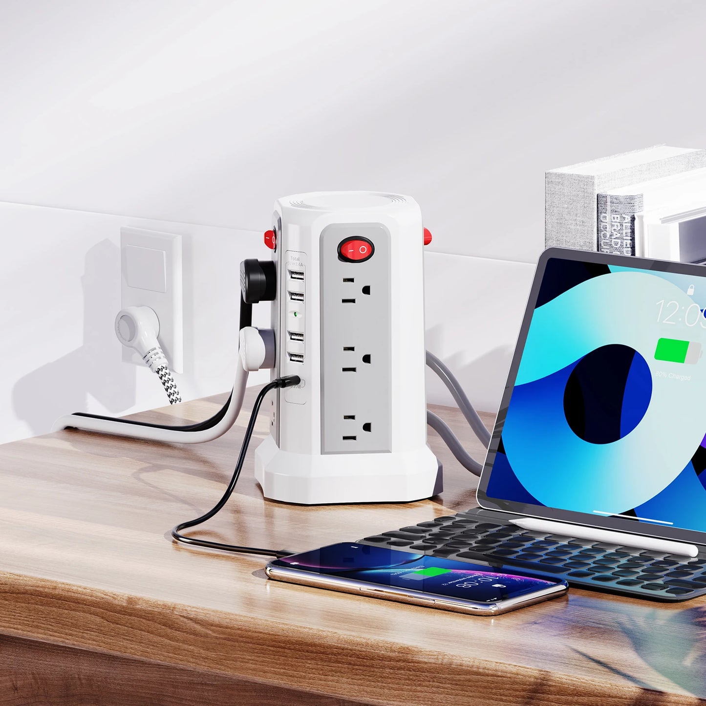 Passus Braided Extension Cord Plug In Board With PD20W Port
