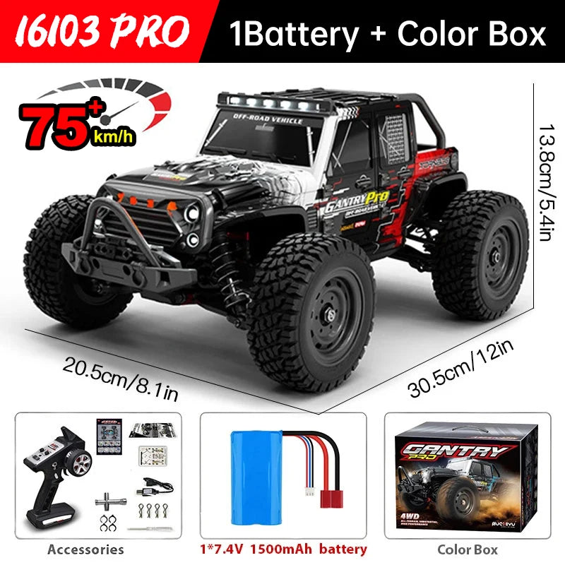 WLtoys 16101 Pro RC Car FourWheelDrive LED Lights HighSpeed