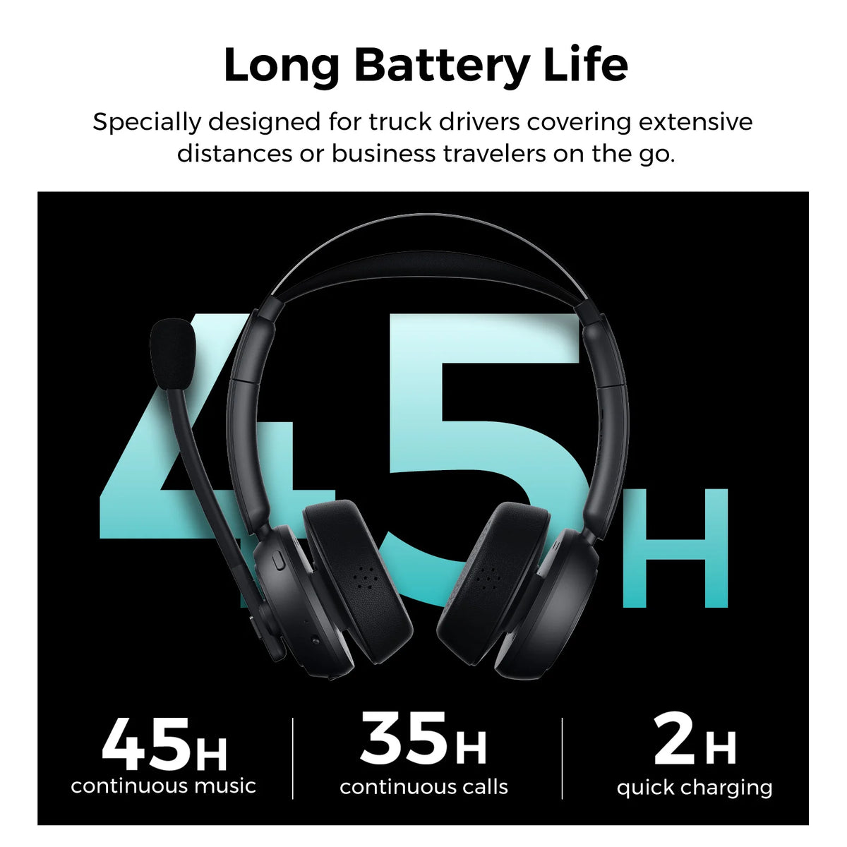 Nouroum Bluetooth 5.3 Over Ear Wireless Headphones Noise Cancelling Mic