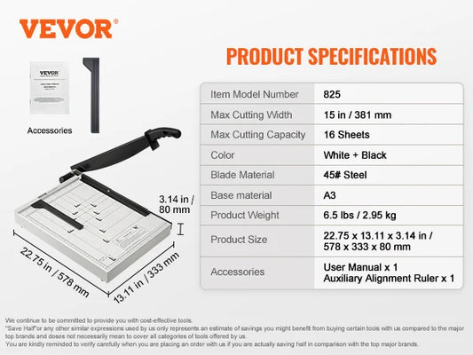 SucceBuy Paper Cutter Guillotine Trimmer For Home Office 16 Sheets