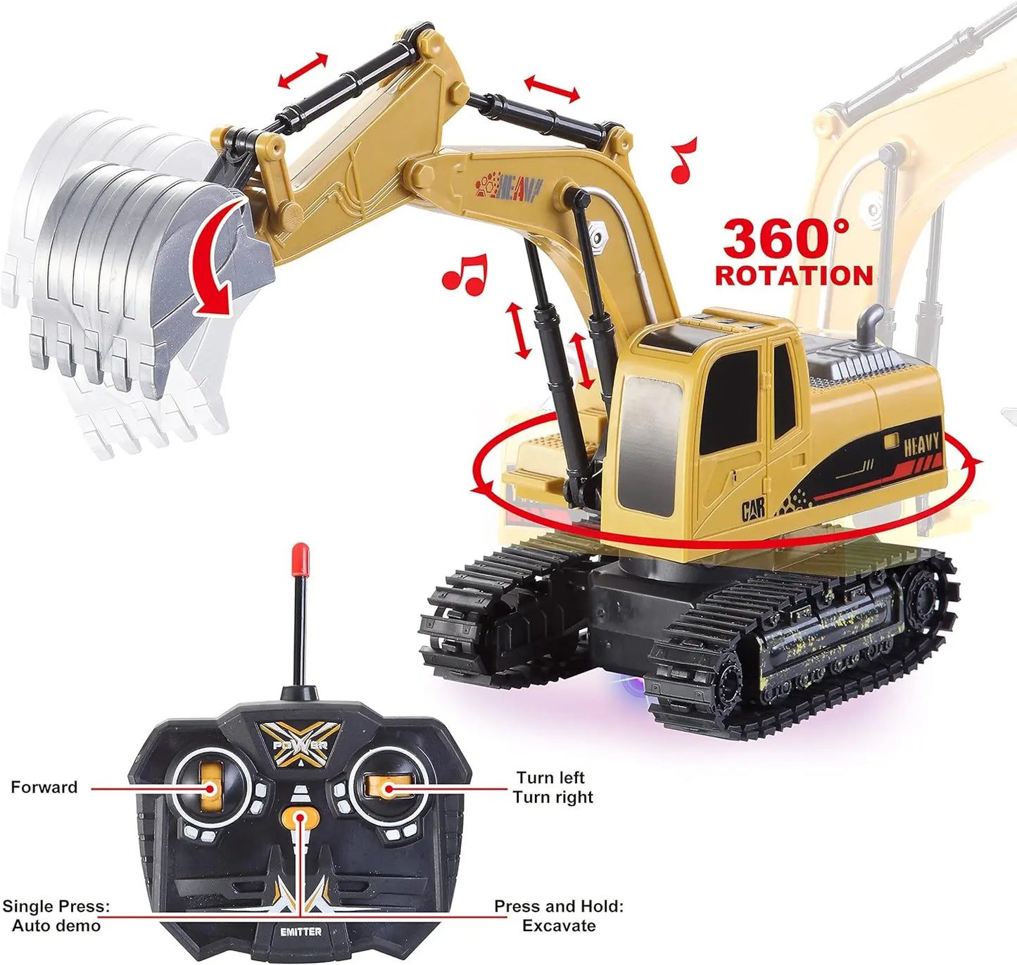 Joyfy 2 Pack RC Excavator And Truck Toy Set