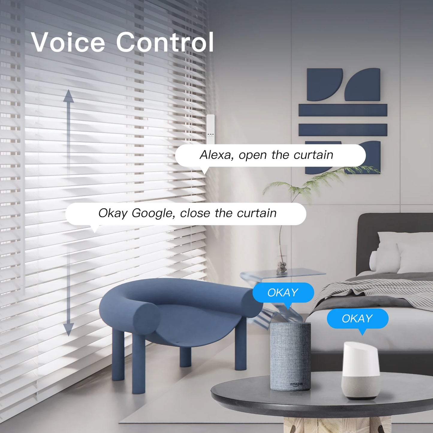 MOES Tuya WiFi Smart Motorized Chain Roller Blinds Kit With RF Remote