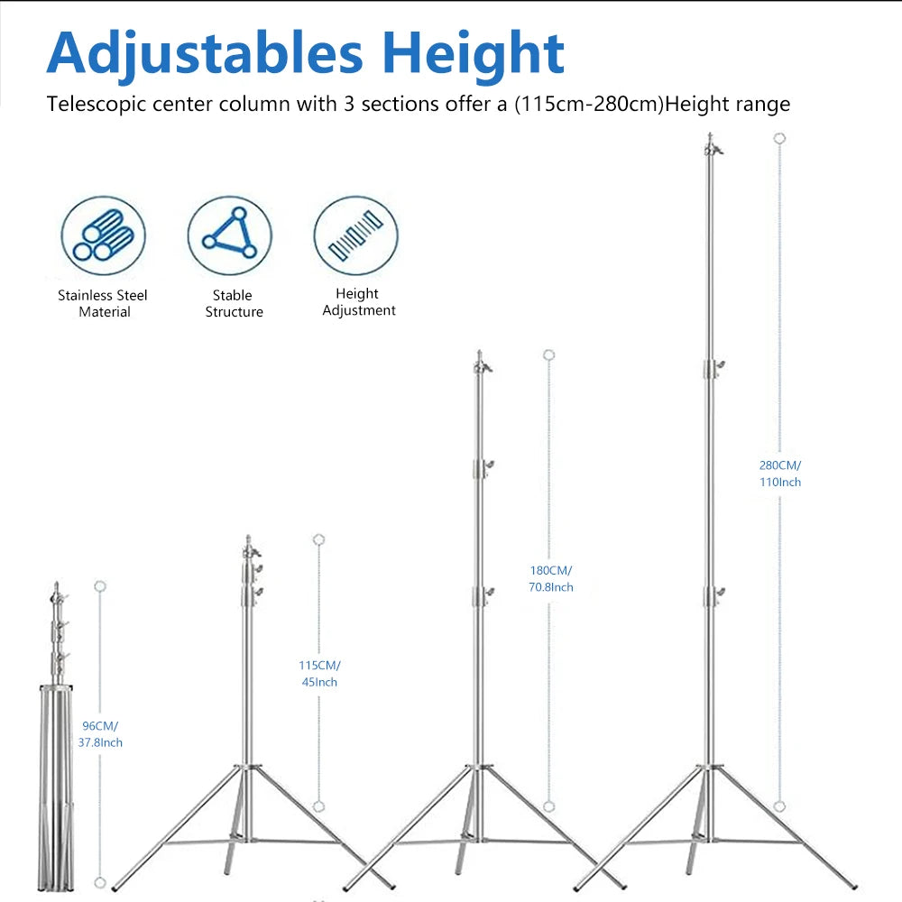 SH Heavy Duty Stainless Steel Photography Lighting Stand Tripod