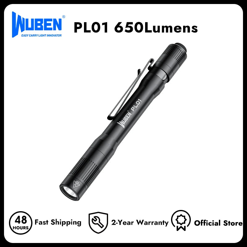 WUBEN PL01 Pen Light 650 Lumens EDC Rechargeable IP68 Waterproof Flashlight