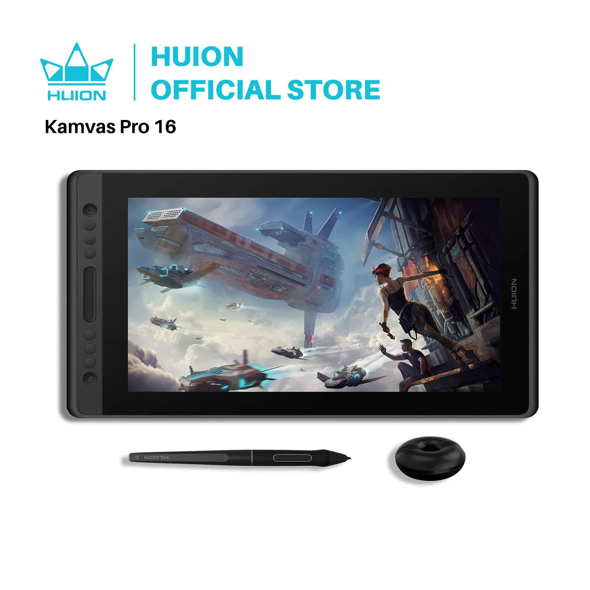 Huion Kamvas Pro 16 Graphics Monitor Battery Free Stylus