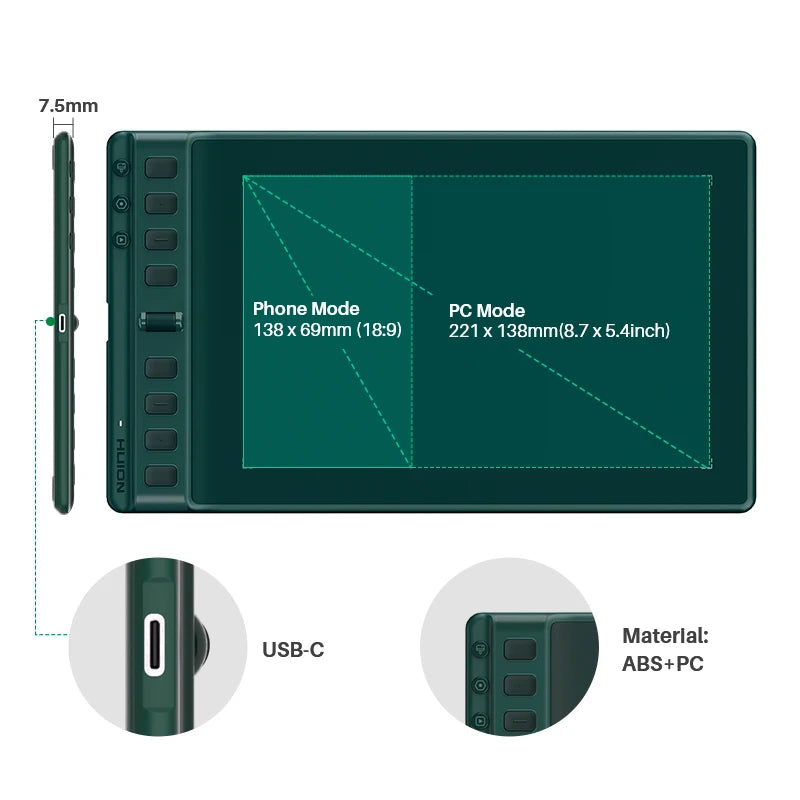 Huion Inspiroy 2 USB C Digital Graphics Drawing Tablet