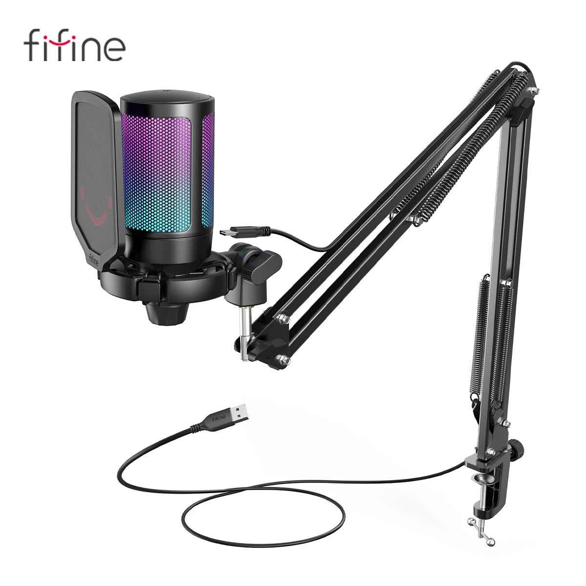 FIFINE USB Gaming Microphone Kit With Cardioid Condenser Mic