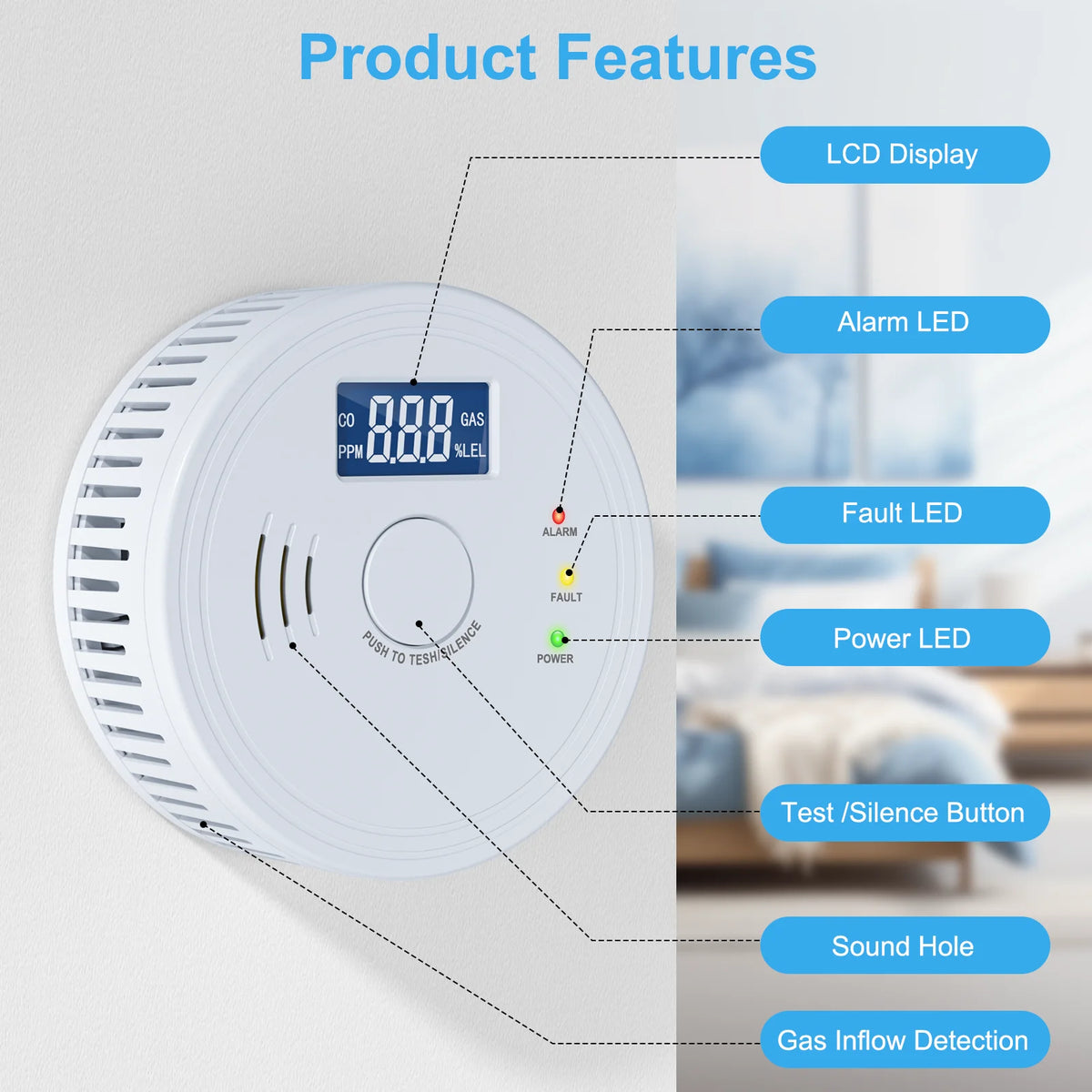 Battery Operated Smoke And Carbon Monoxide Detector Combo Three Pack