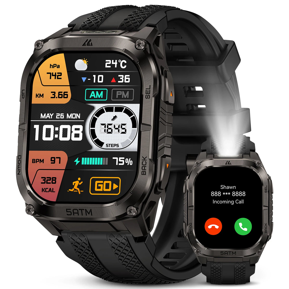 KOSPET TANK M4C GPS Smartwatch For Men Waterproof Integrated Flashlight