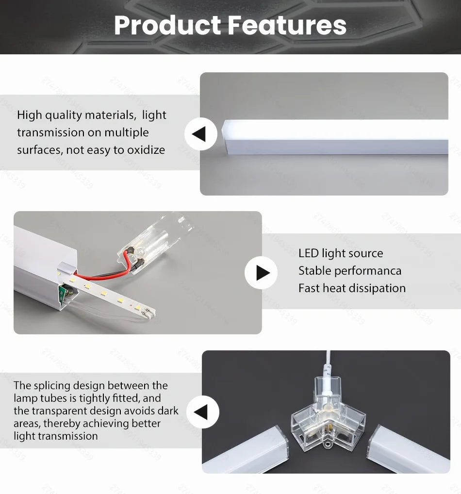 Pibaogu Hexagon LED Honeycomb Ceiling Light For Garage Shop