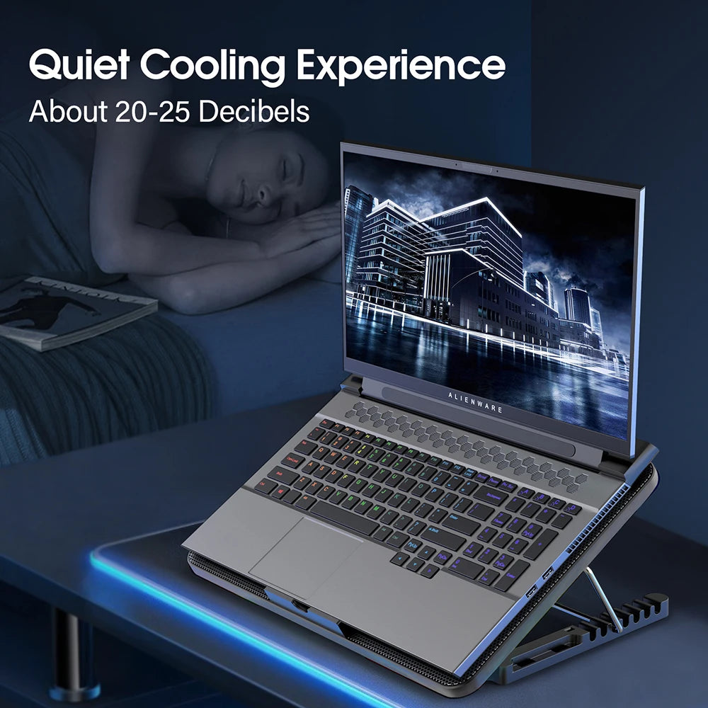 Coolcold Laptop Cooling Pad With Six Quiet Fans Adjustable Height