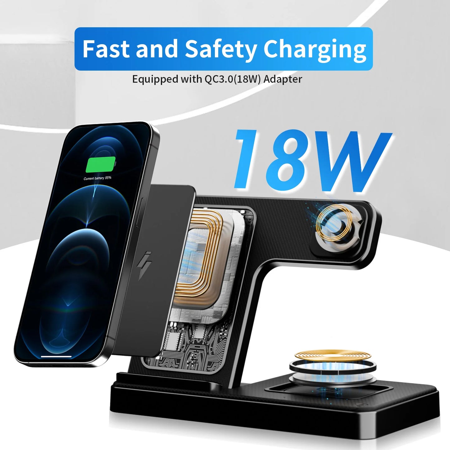 3 In 1 Magnetic Wireless Charger iPhone Watch AirPods