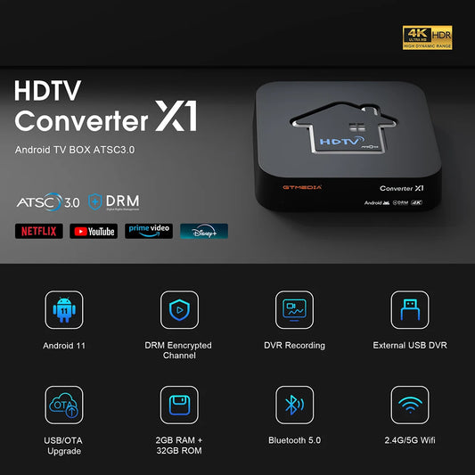 Gtmmedia X1 Atsc 3.0 4K Hdr Digital Tv Converter Box