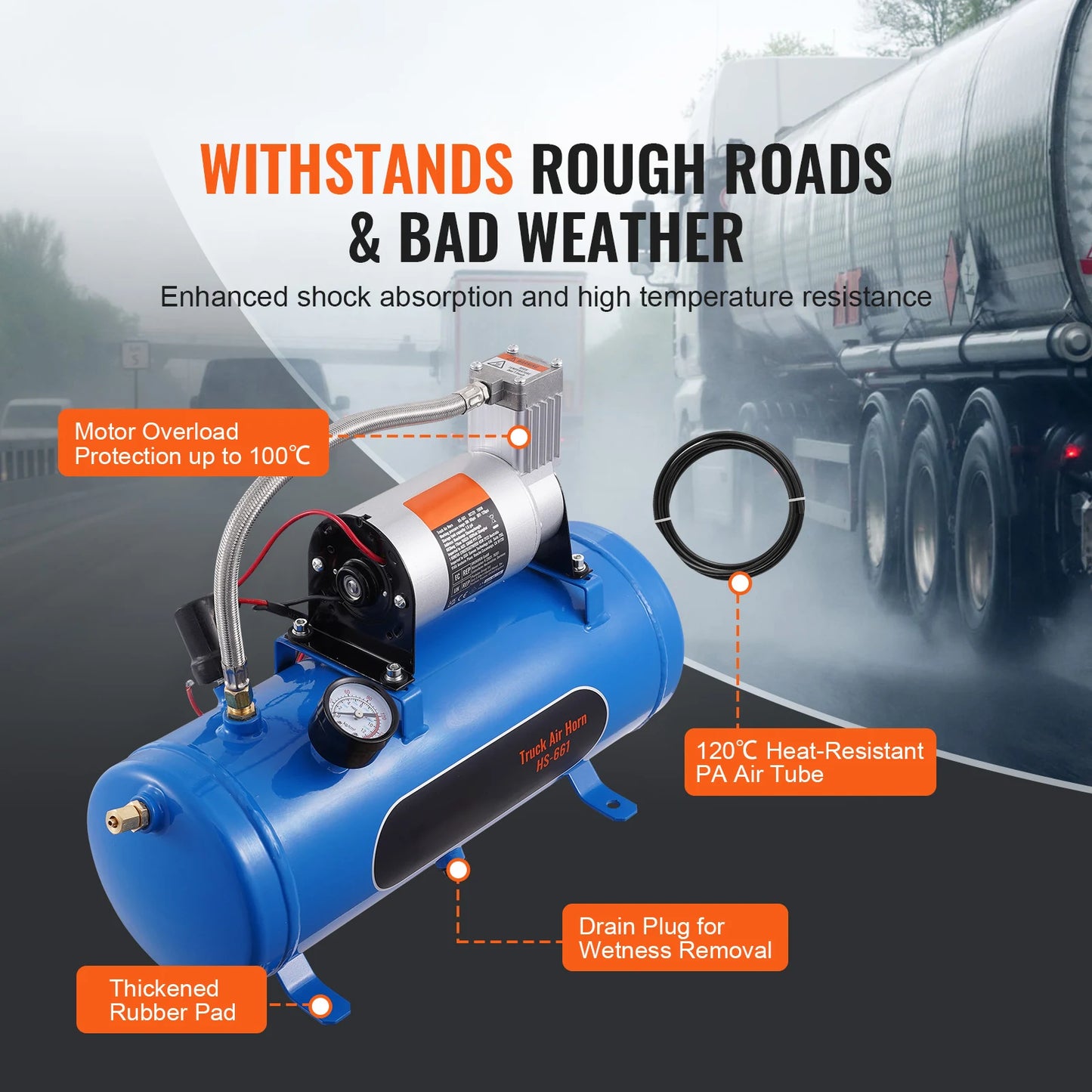SucceBuy 12V Air Compressor With Tank For Train Horn And Tires