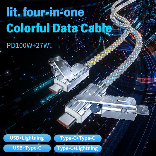 100W 4 In 1 USB C Lightning Cable With DigitalDisplay