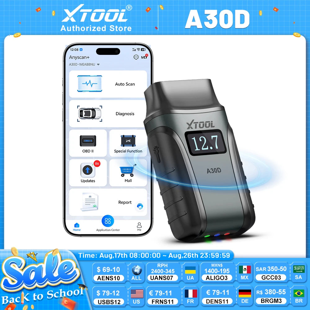 XTOOL Anyscan A30D Bluetooth OBD2 Scanner Full System Diagnostic Tool