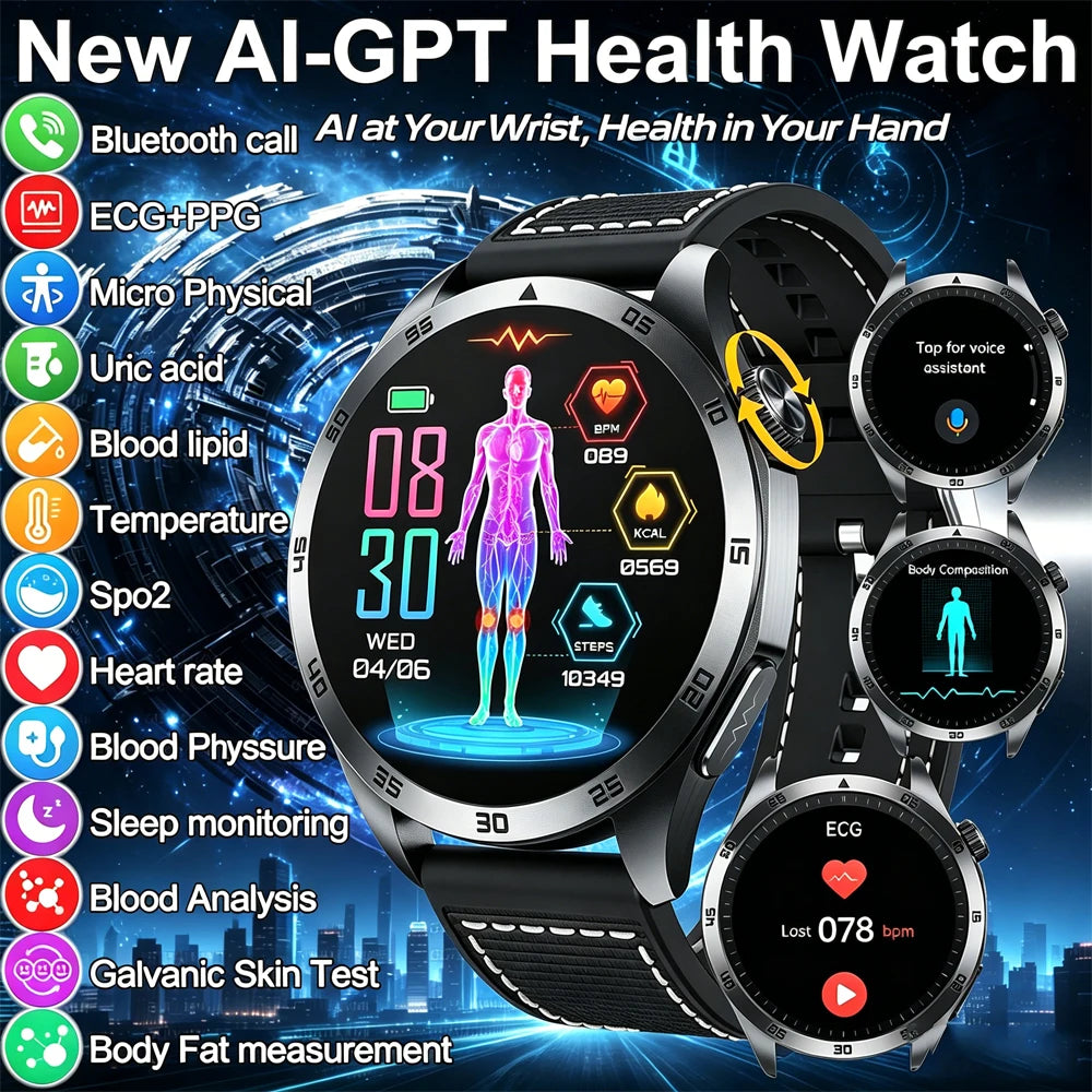 ECG Advanced Health Smart Watch Blood Oxygen Pressure Monitor