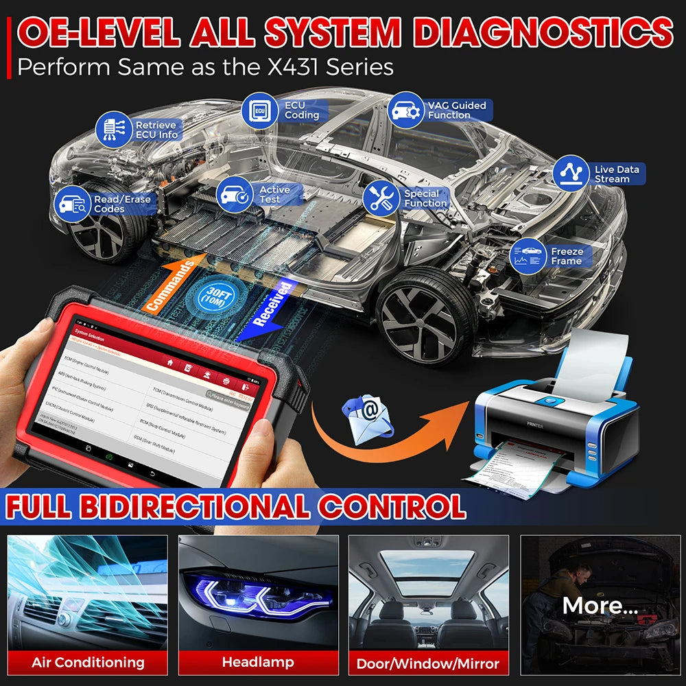 LAUNCH CRP919E Bluetooth OBD2 Car Diagnostic Scanner CAN FD DoIP ECU Coding