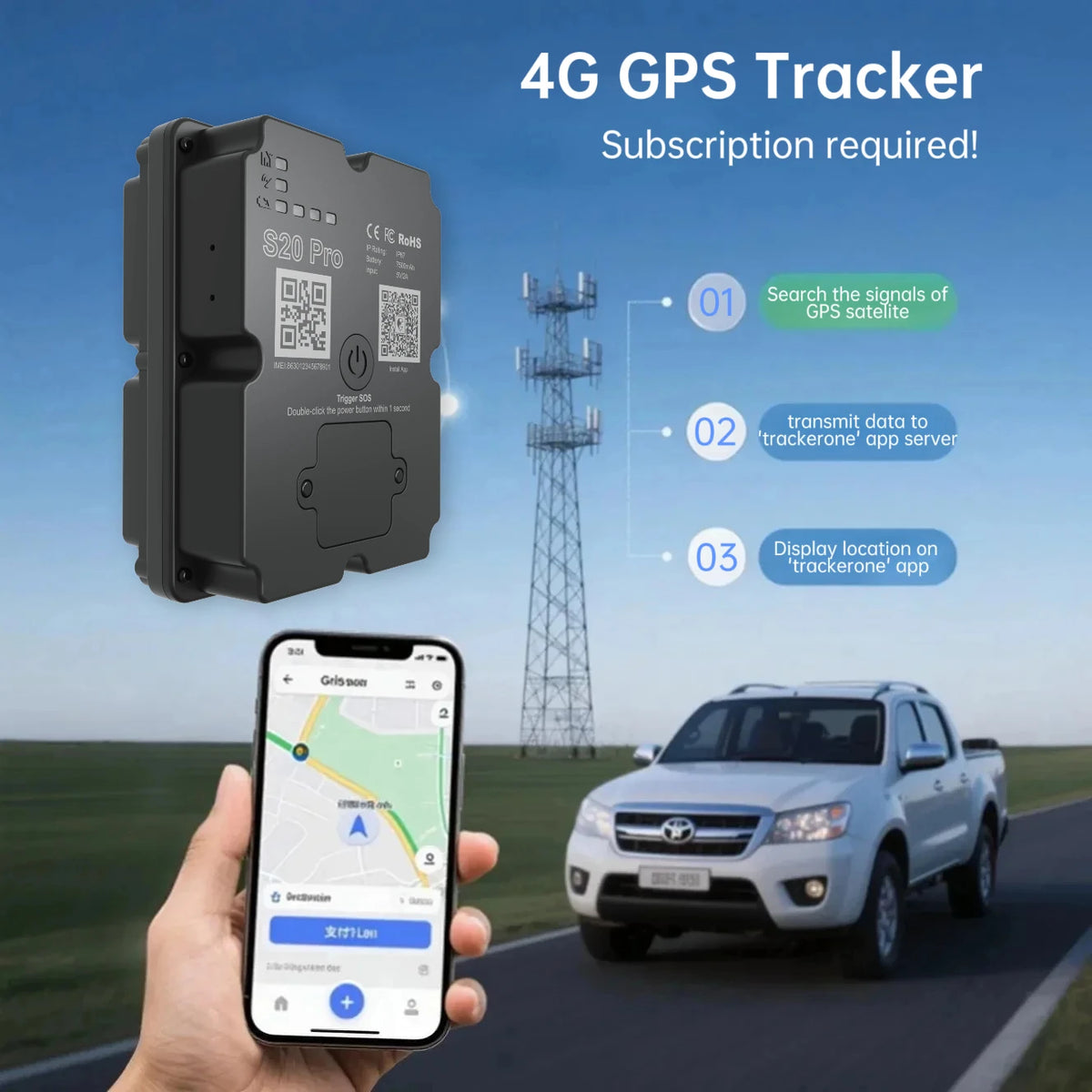 Wanwaytech 4G Real Time GPS Vehicle Tracker With Geofencing