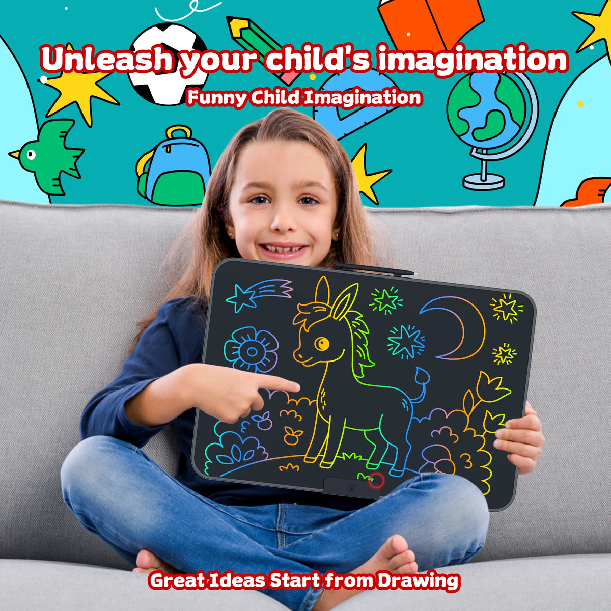 Rechargeable LCD Writing Tablet Electronic Drawing Board Kids Digital Doodle