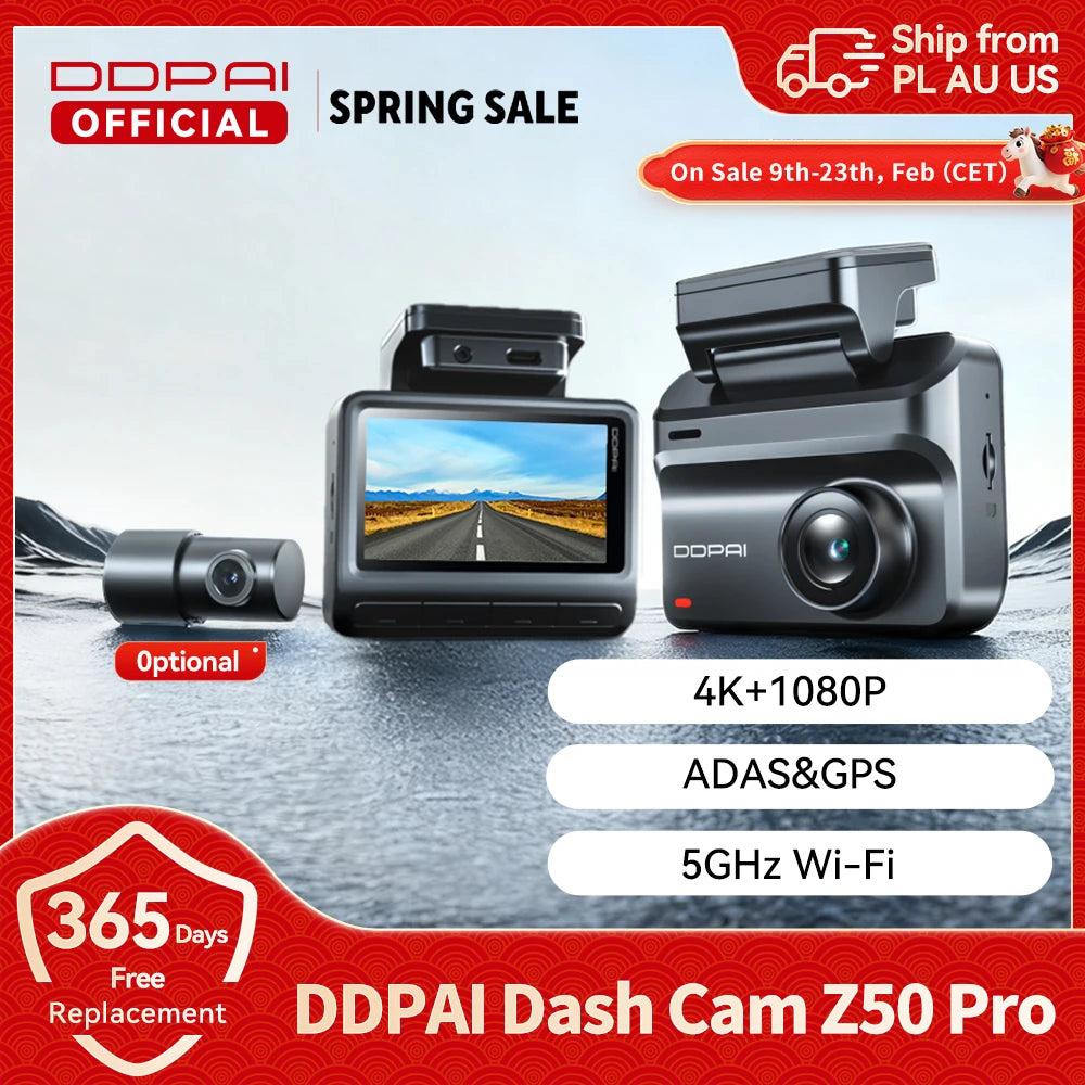 DDPAI Z50 Pro DashCam 4K FrontRear DVR GPS ADAS Plus