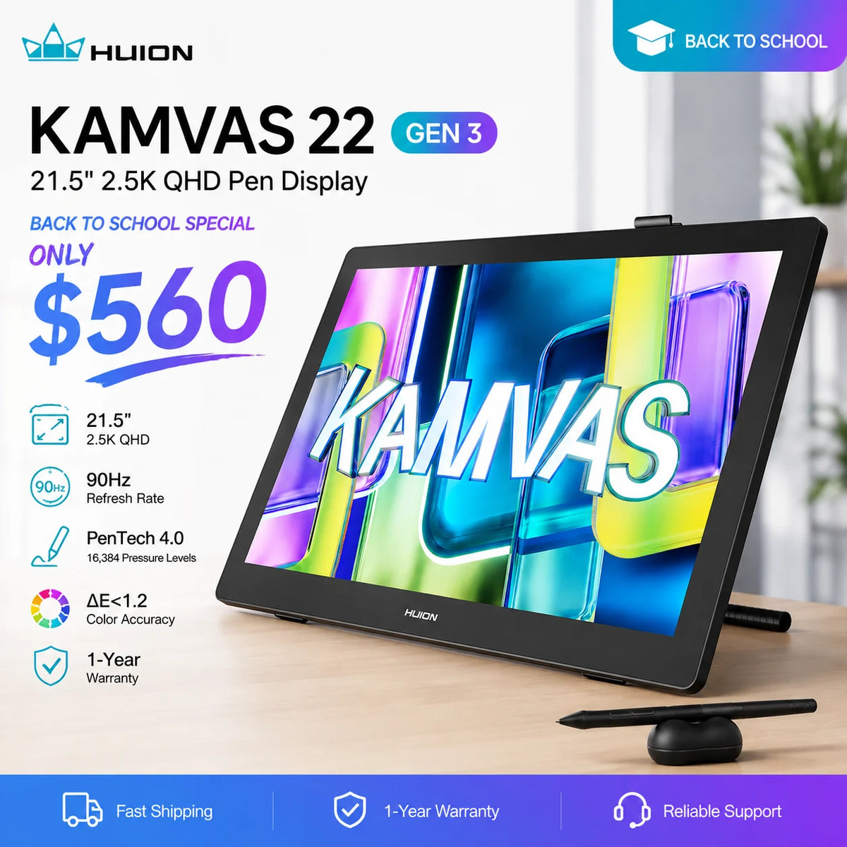 Huion Kamvas 22 Gen 3 Professional Graphics Drawing Tablet