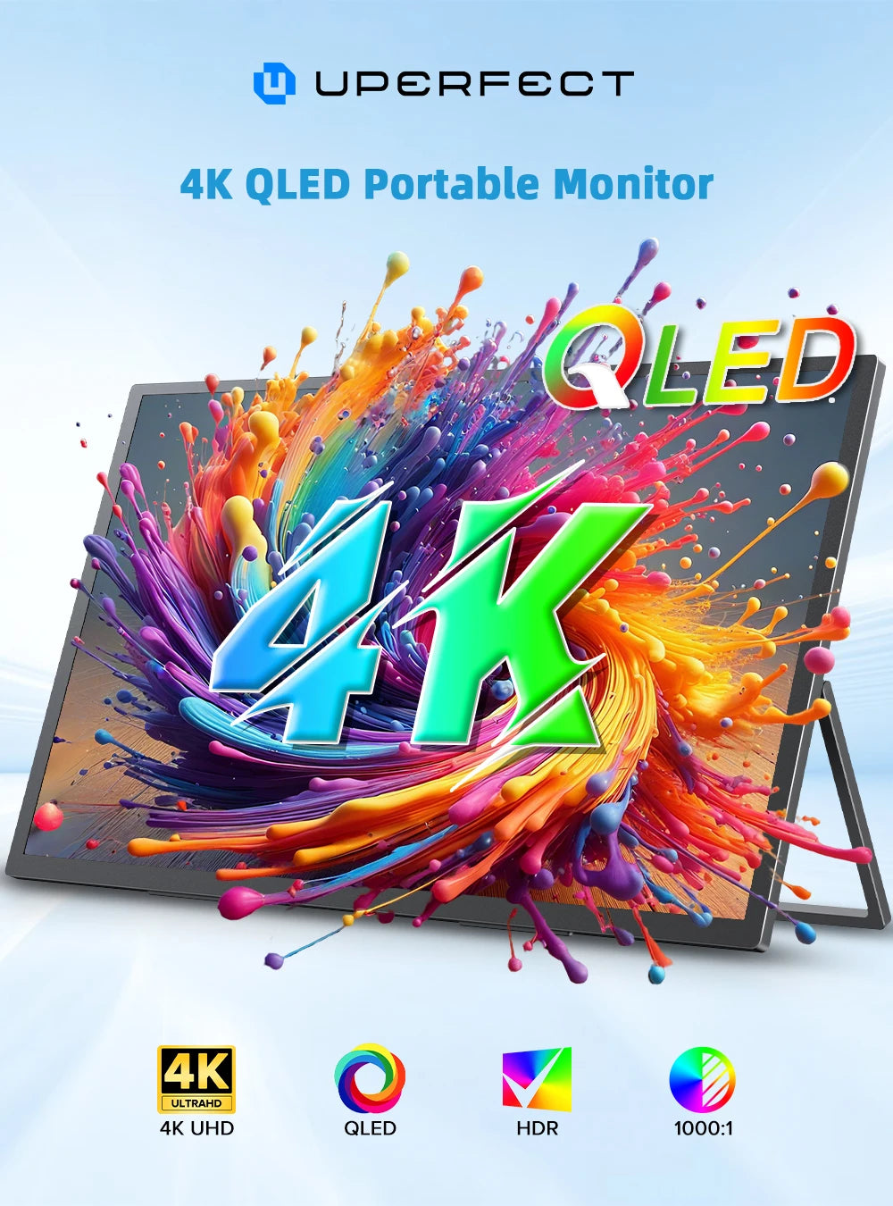 UPERFECT 4K QLED Portable Monitor For Laptop And Gaming