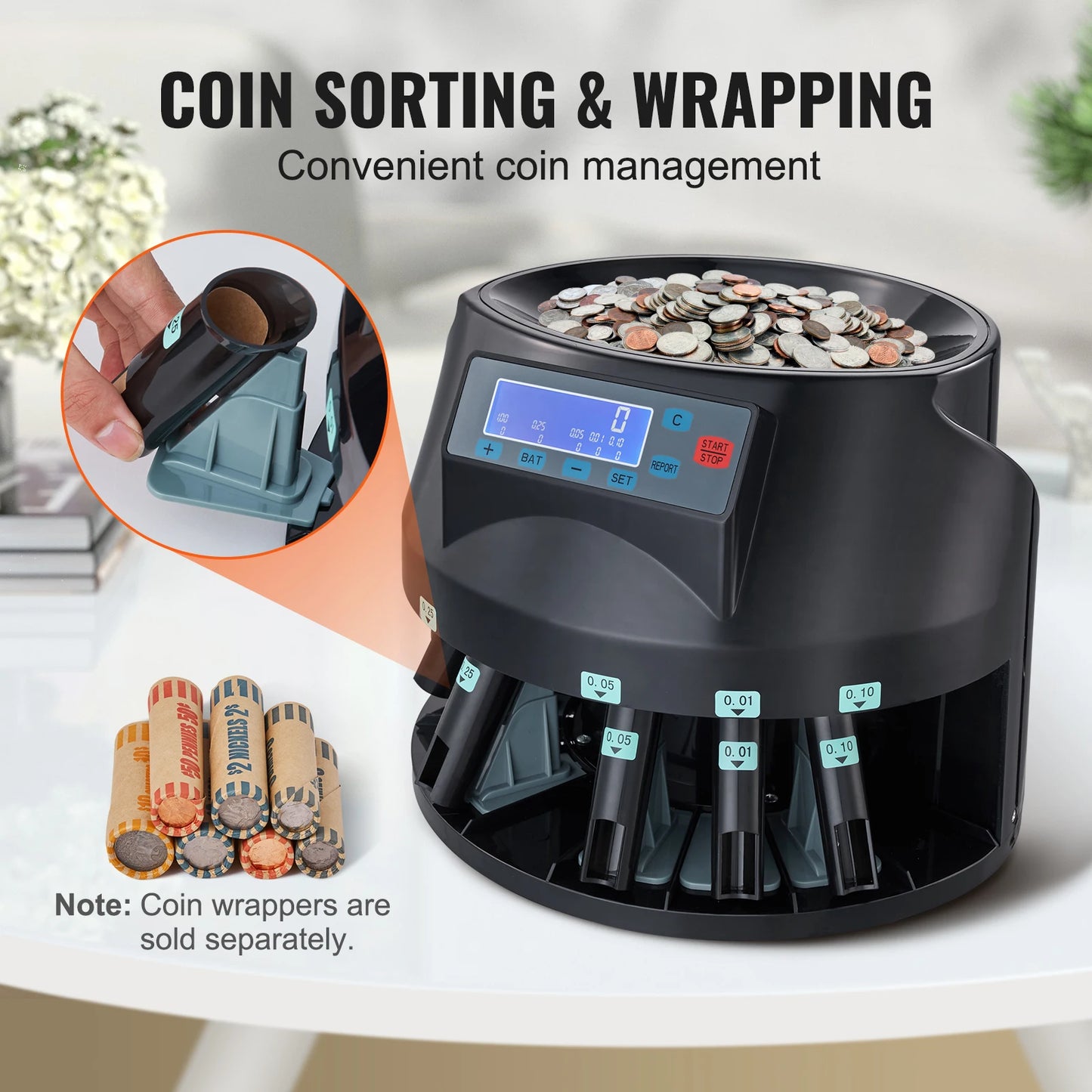 SucceBuy Coin Sorter Wrapper Pro Electric Automatic Machine LCD Display
