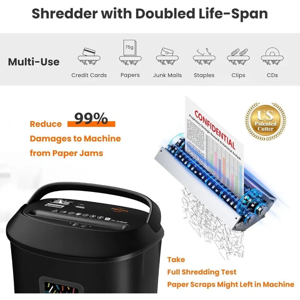 14 Sheet Cross Cut Shredder For Home Office Jam Proof