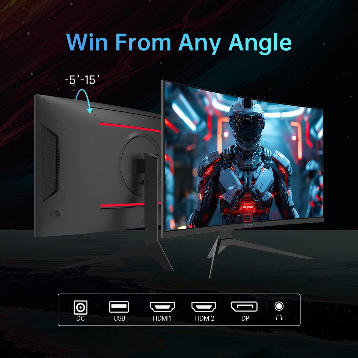 KTC 240Hz Curved Gaming Monitor HDR10 FreeSync HDMI DP USB