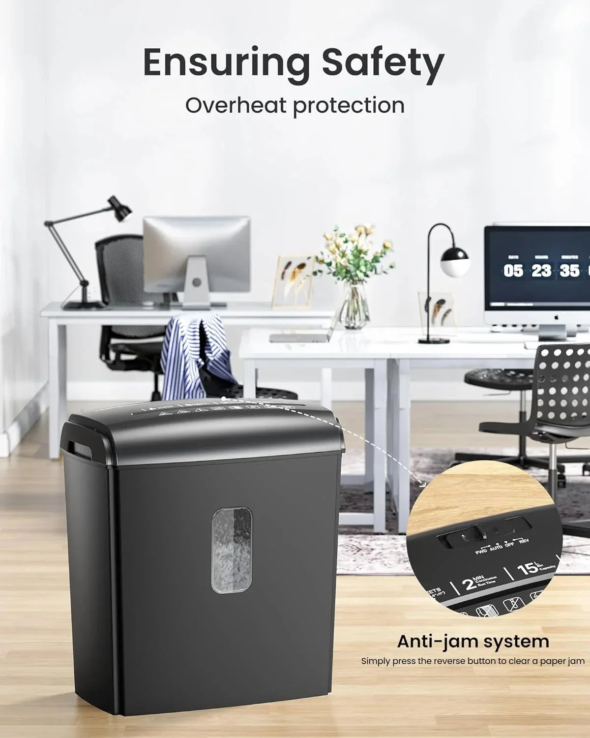 Deli 8 Sheet Micro Cut Paper Shredder With Waste Basket