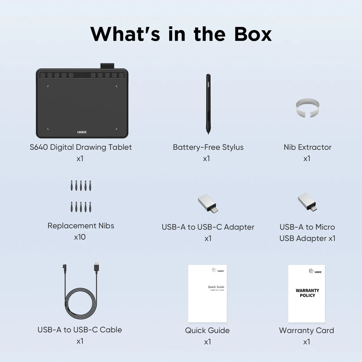 Ugee S640 Digital Graphics Tablet With 8192 Pressure Levels