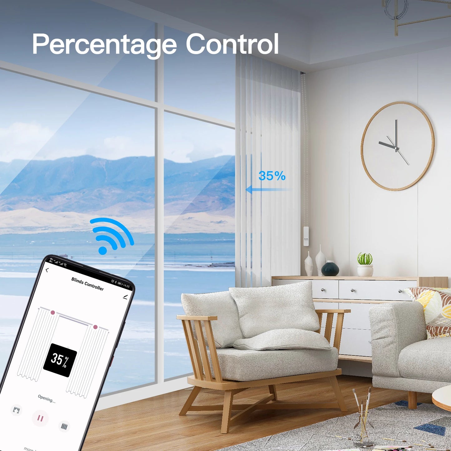 MOES Tuya WiFi Smart Motorized Chain Roller Blinds Kit With RF Remote