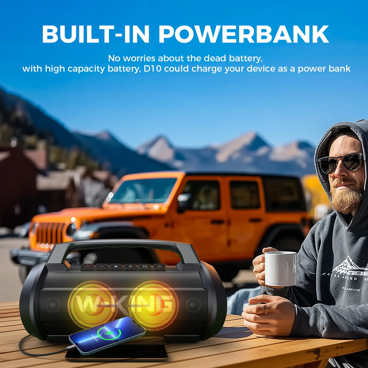 W-King 70W Portable Bluetooth Speaker With IPX6 Waterproof Design
