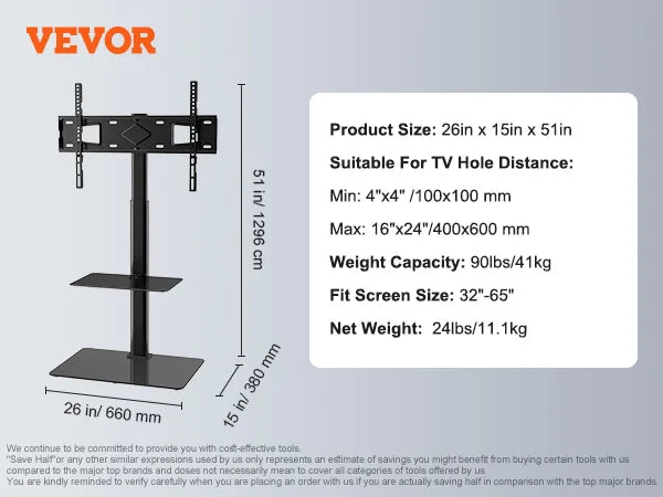SucceBuy Height Adjustable Swivel Floor Television Stand