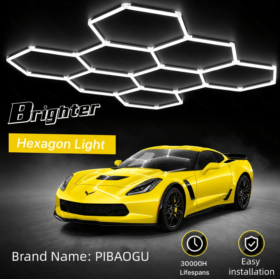 Pibaogu Hexagon LED Honeycomb Ceiling Light For Garage Shop