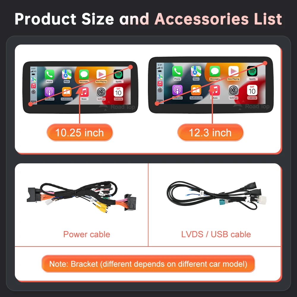 Road Top Wireless CarPlay Android Auto Multimedia Screen for Mercedes-Benz